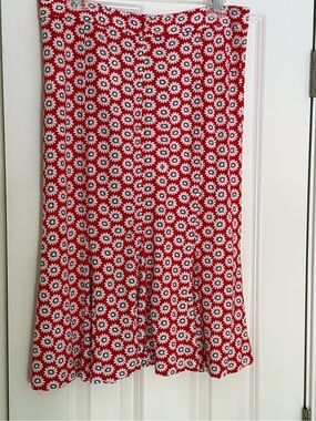 Tory Burch Red Daisy A-Line Skirt